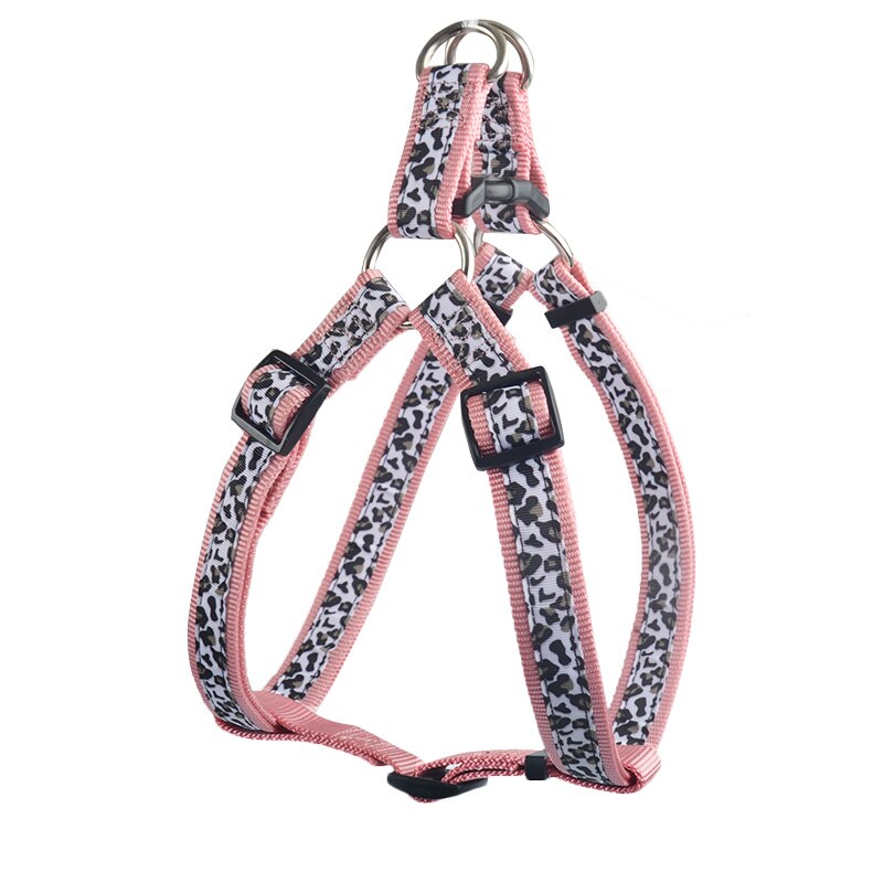 Husdjur små hundselar nylonmönster tygsele xs/s/l hållbar stark sele för stora medelstora små hundar chihuahua  hy060: Leopardmönster / L 2.5 cm 65-100cm