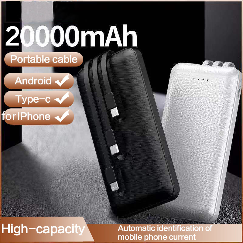 Power Bank 20000mAh Eingebaute 3 Kabel Power für iPhone 11 pro X 8 7 Externe Batterie Pack für Xiaomi poverbank mit Halterung