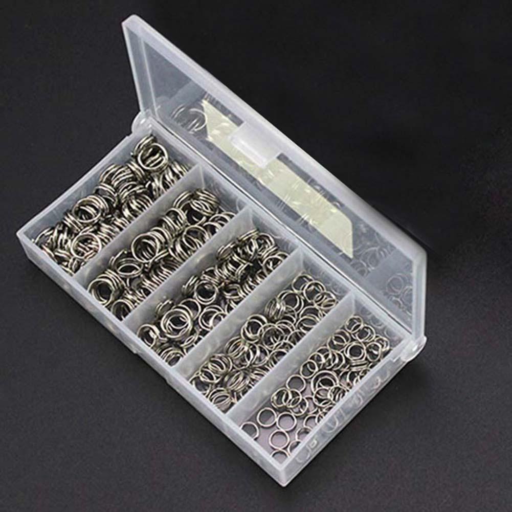 250/500 Stuks Vissen Split Ringen Lokken Ringen Zoutwater Terminal Tackles Split Ringen Roestvrij Staal Vissen Connectoren Snap Ringen