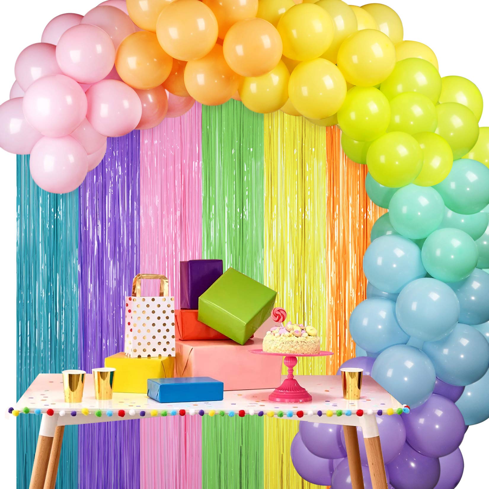 1 set Moon Sun Rainbow Clouds Balloons Arch Garland Macaron Balloon Chain for Baby Shower Girls Birthday Party Decor Supplies: 144pcs set