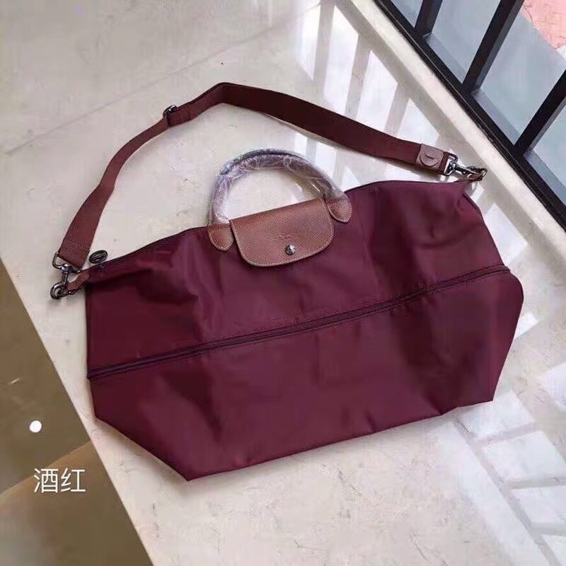 1911 Embroidered Horse Style Folding Travel Bag Large Short Handle Single Shoulder Crossbody Travel Bag: 1911 wine red