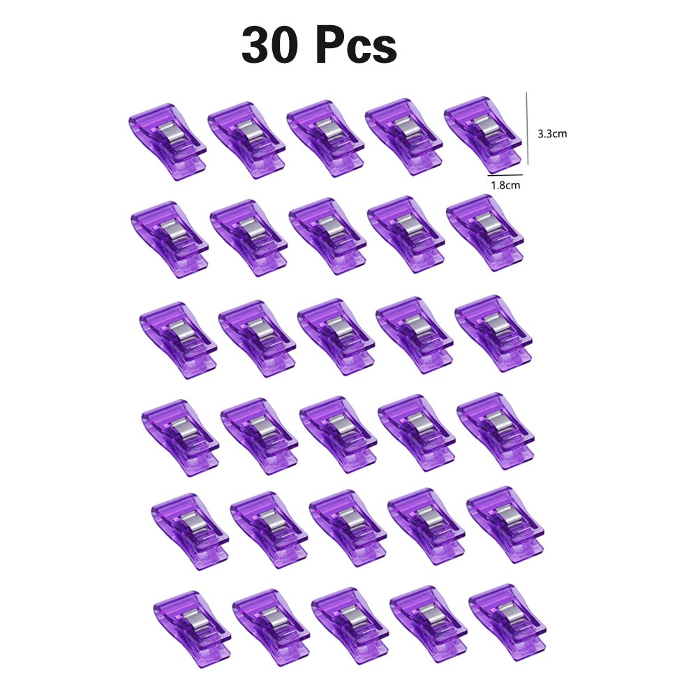 50/20/10Pcs Multicolor Kledingstuk Clip Patchwork Naaien Clip Plastic Klemmen Quilten Crafting Haken Breien Veiligheid Clip: 30pcs Purple