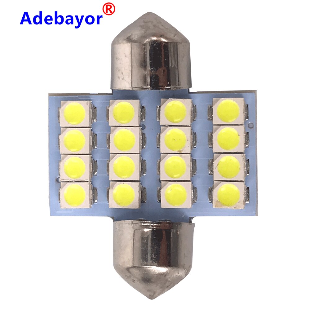 100 Pcs 3528 1210 Wit 16 Smd Led Auto Dome Festoen Interieur Lampjes 31 Mm 36 Mm 39 Mm 41 Mm Auto Dak Kofferbak Licht Dc 12V: 31MM white