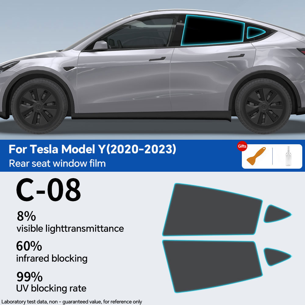 Pre-Cut Car Window Privacy Tint Film For Tesla Model Y Auto Sticker Foils ceramic solar UV Protector films: grey