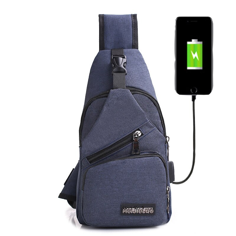 Heren crossbody tassen usd opladen schoudertassen mannen anti-diefstal borsttas school zomer korte reis koerierstas: Diepblauw