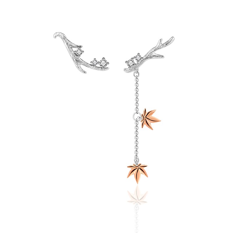 Thaya argent couleur boucles d'oreilles Branches feuille d'érable Rose or boucles d'oreilles pour les femmes bijoux fins