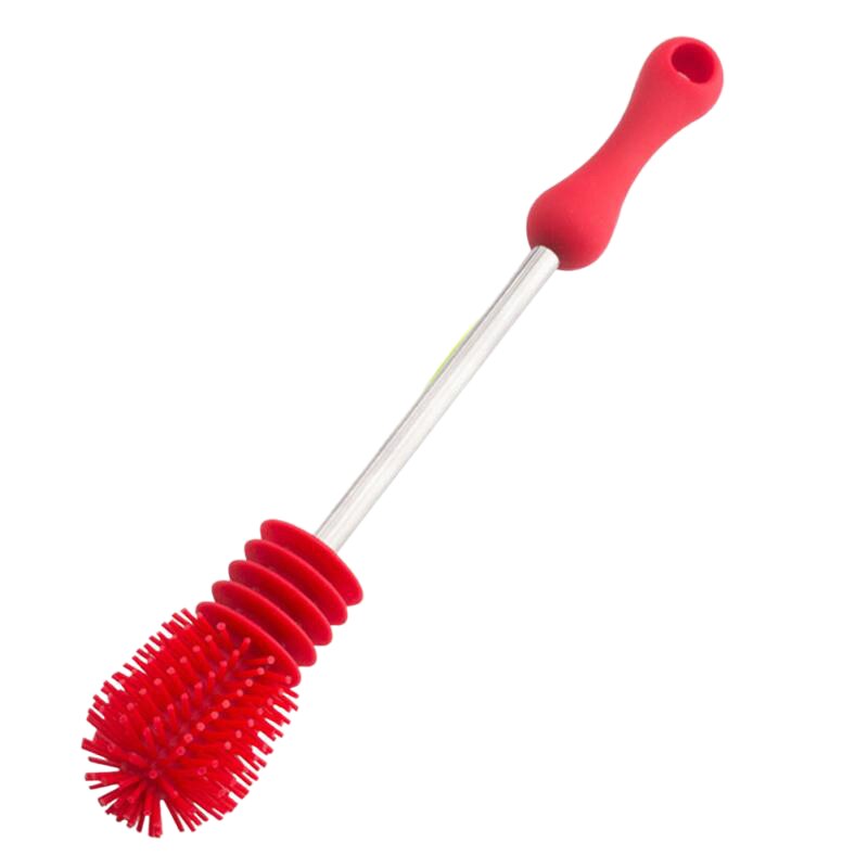 Multifunctional Silicone Bottle Brush Baby Silicone Bottle Cleaner Unique Baby Bottle Scrubbing Silicone Clean: Red