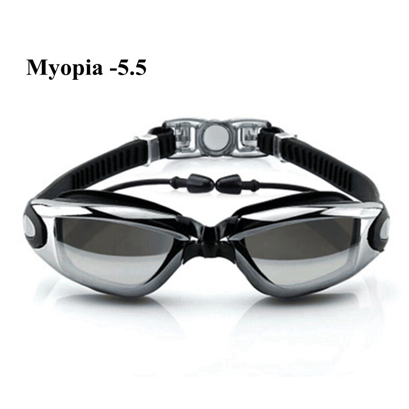 Swimming Goggles Myopia Waterproof Anti-fog UV Swim Diving Glasses Underwater Silicone Coating Dive Goggles: -5.5