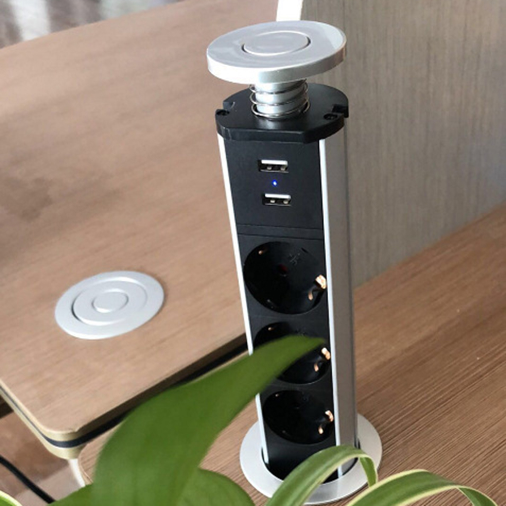 Eu Plug Keuken Kantoor Tafel Bureau Elektrische Socket Usb-poort Opladen Stopcontact