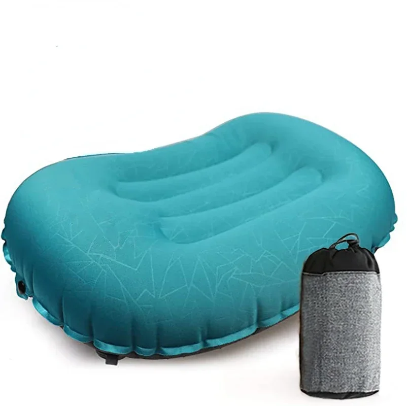 Ultralight Inflatable Camping Travel Pillow,Ergonomic Inflating Pillows,Cushions for Neck & Lumbar Support While Camp Hiking: SKY BLUE