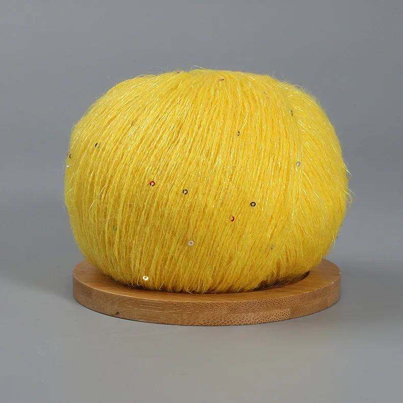 50 g Spitzen-Mohairgarn mit Pailletten, Häkel-Strickgarn mit Lurex, modische Baby-weiche zur Seite fahren-Schal-Nadelgarn mit Schlaufen: verrotten