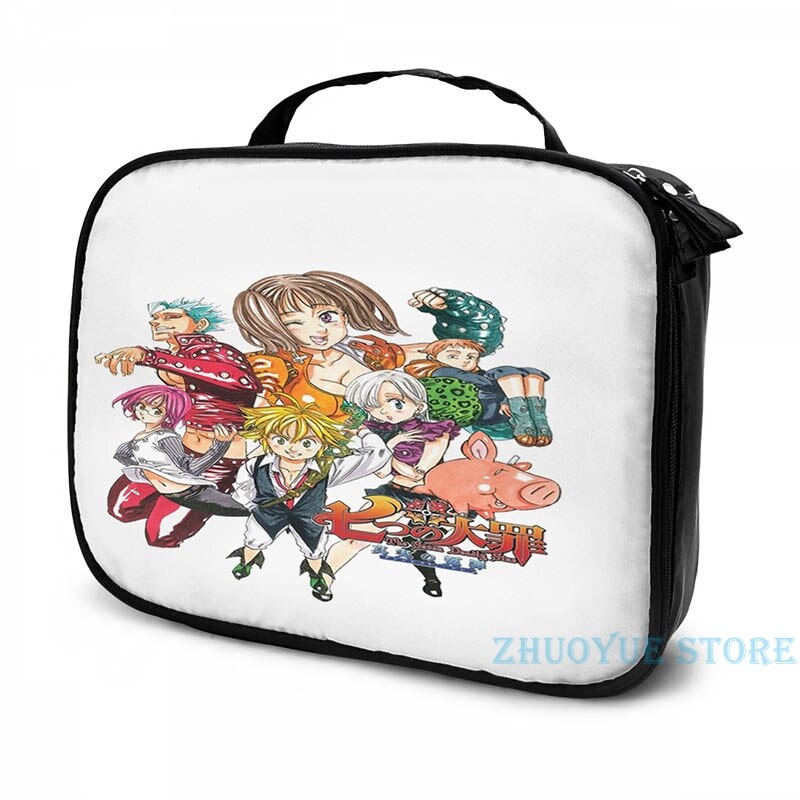 Funny Graphic print Nanatsu no Taizai v3 USB Charge Backpack men School bags Women bag Travel laptop bag: Cosmetic bag