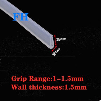 2 meters U-channel Silicone rubber shower door glass sealing tape Edge trim weathering edge guard: 4X9