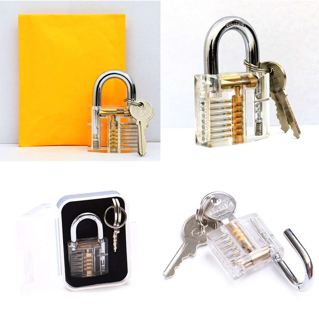 Transparent Padlock With Visible Cut Surface Mini Locks Drawer Wardrobe Cabinet Furniture Hardware Accessories With Two Keys