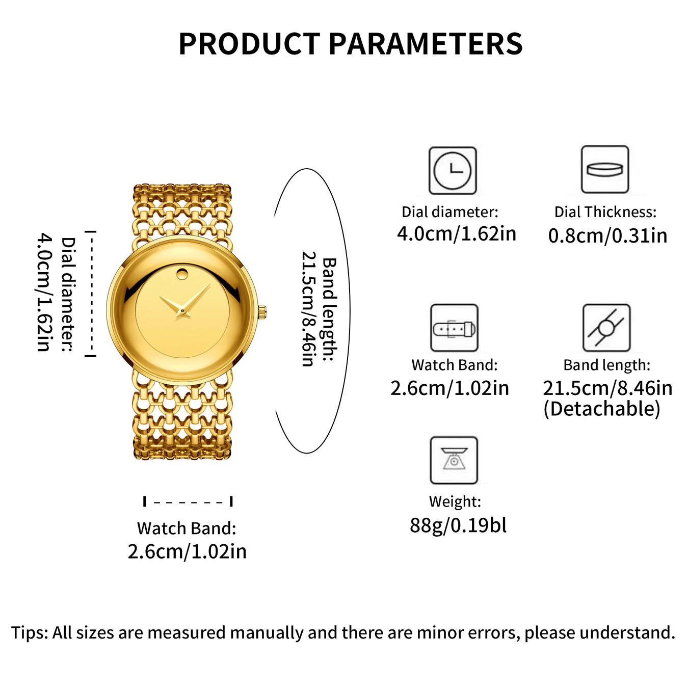 YaLaLuSi Brand Women's Watches Gold Case Black Face Simple Style Boxed Watch Remover Ion Gold Plated