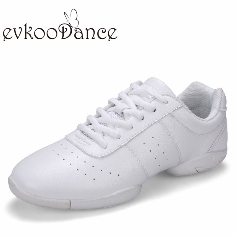 Wit Leer EVA zachte zool comfortabele flexiable Dans Sportschoenen Vrouwen Dance Sneakers J-002