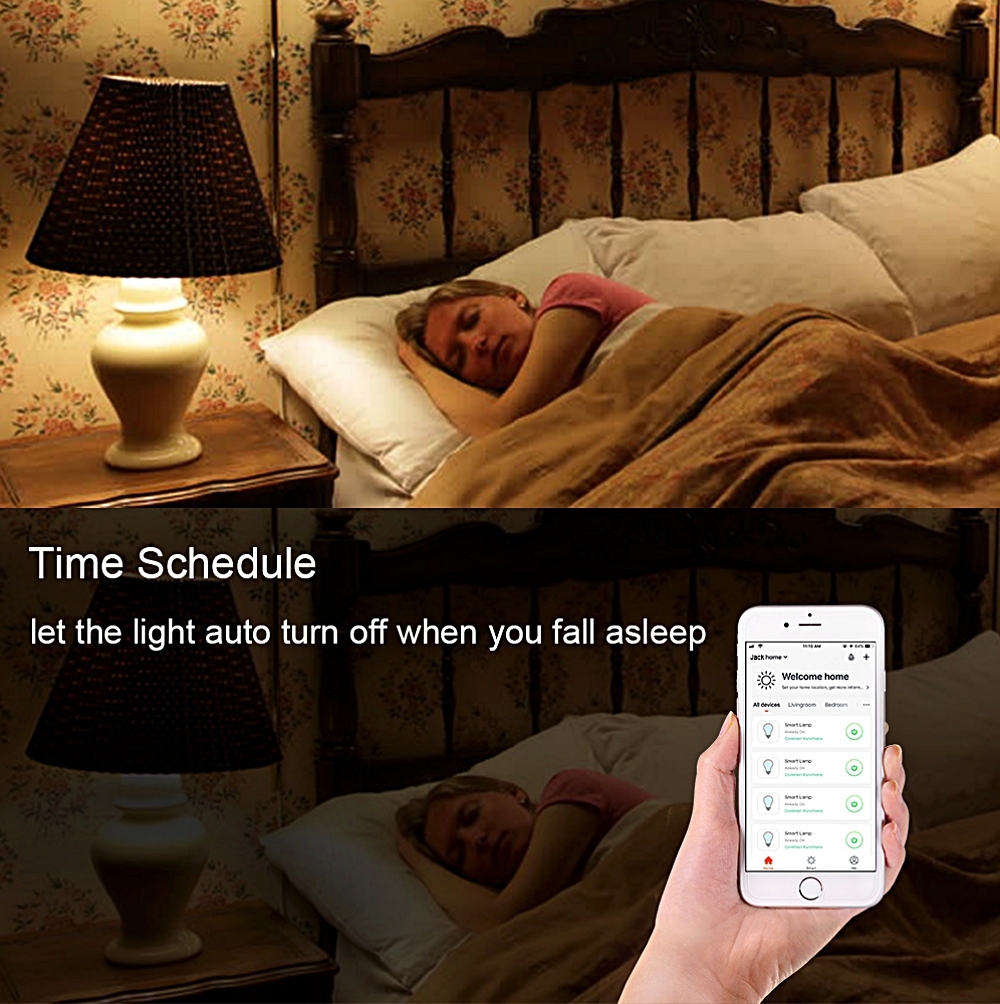 Smart WiFi LED Light Bulb 800Lm E26/27 RGB Colors Dimmable APP Remote Control Home Night Lamp Work with Alexa Google Assistant