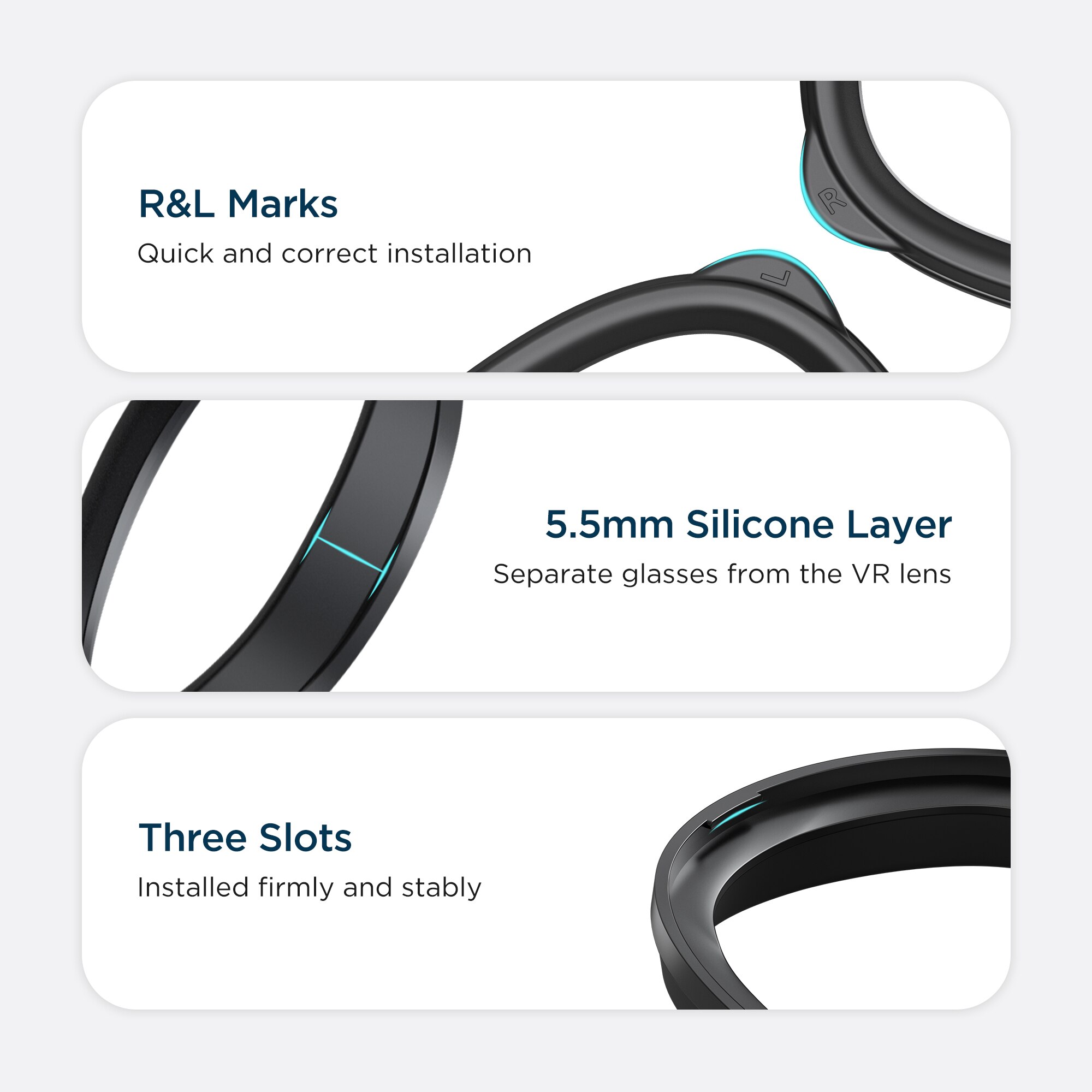 KIWI Entretoise de Lunettes Intégrée pour Oculus/Meta Quest 2/Quest 1/Rift S Protecteur d&#39;objectif Anti-Rayures Empêchant Lunettes Myopie de Rayer l&#39;objectif VR