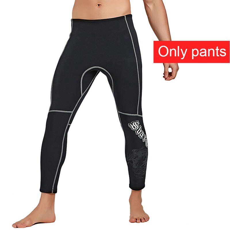 Mannen 3 Mm Warm Neopreen Wetsuit Jas Lange Mouw Zwarte Top Rits Surf Shirt Voor Duiken Zwemmen Snorkelen water Sport: 7054 pants / XXXL