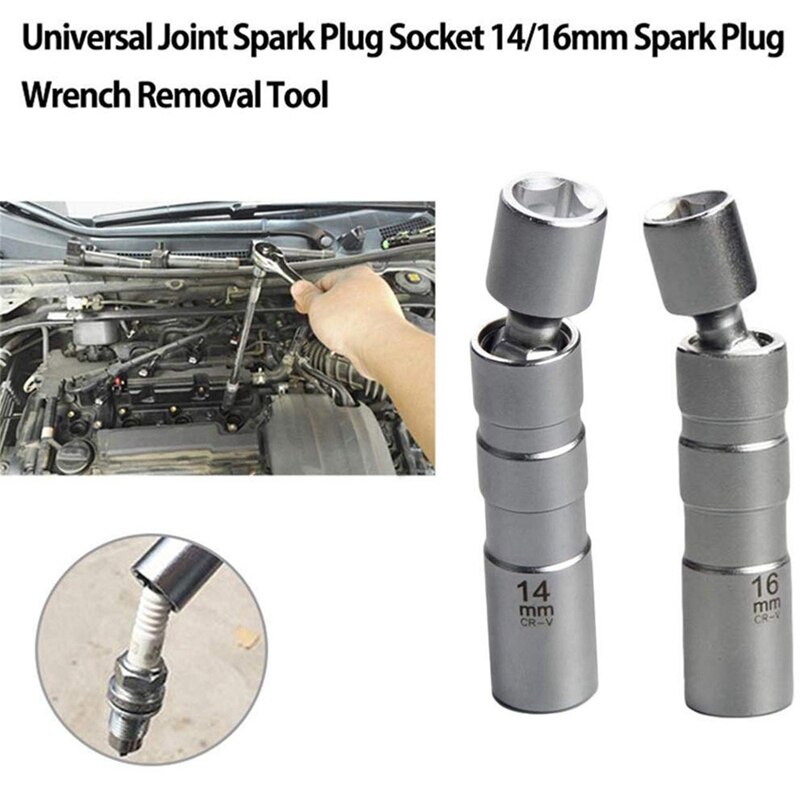 14MM & 16MM Thin Wall netic Swivel Spark Plug Socket - 3/8-Inch Drive 12-Point Spark Plug Socket Removal Tool - Swivel Extens