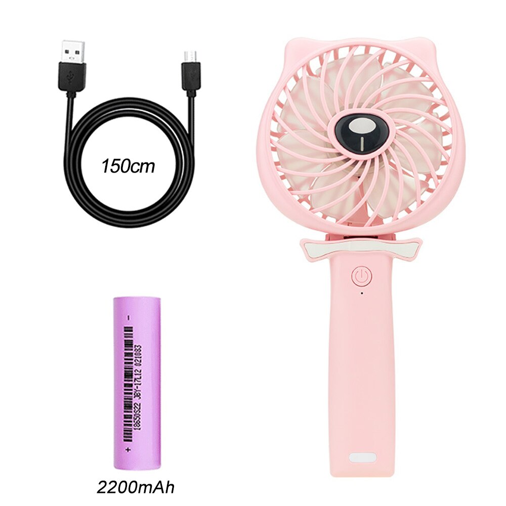 Draagbare Opvouwbare Mini Fan Handheld Verstelbare 3 Speed Battery Operated Oplaadbare USB Fans Bureau Ventilator Voor Office Reizen: pink 2200mAh