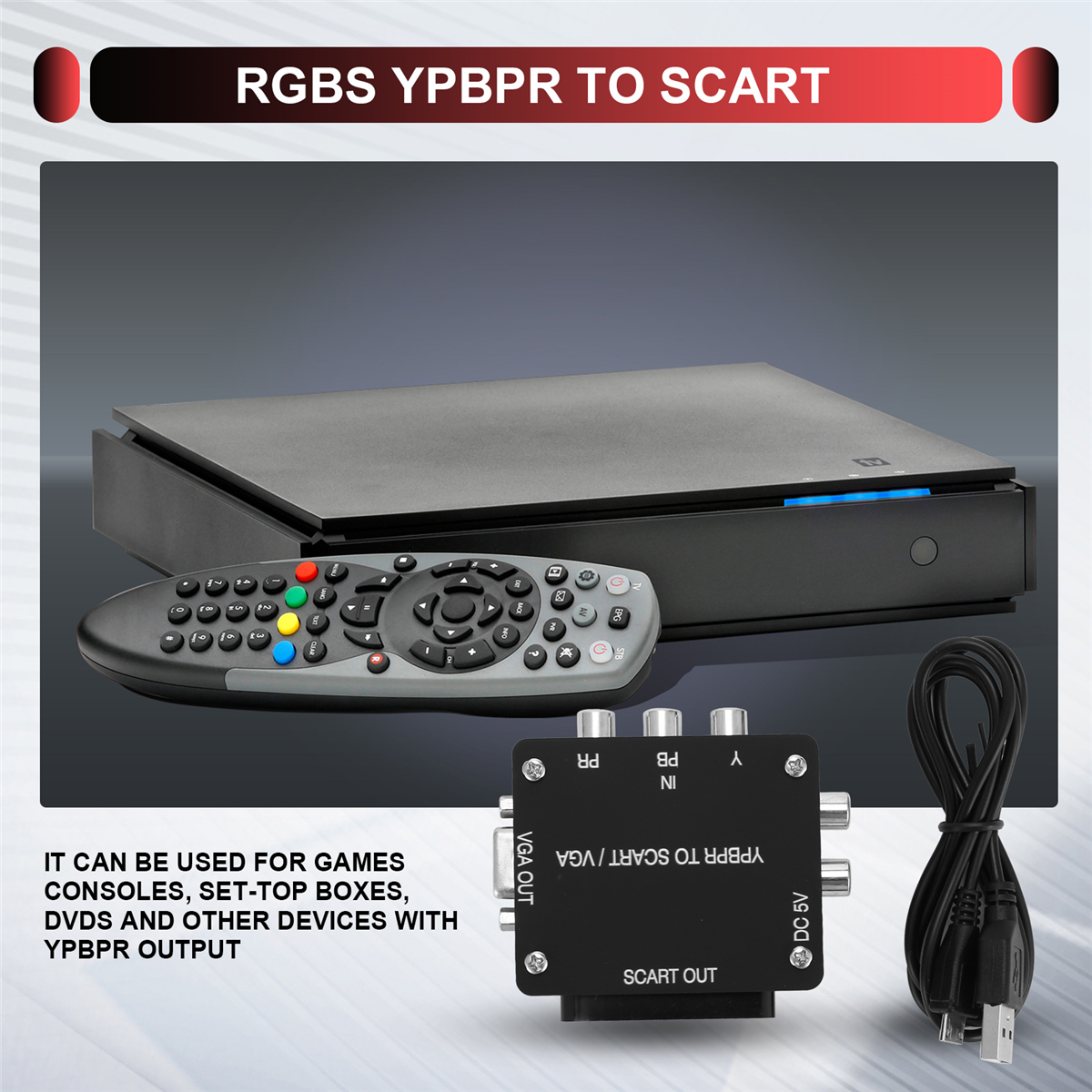 YUV TO RGBS YPBPR to SCART YPBPR TO VGA Component Transcoder Converter Game Console, RGBS to Color Difference ComponentM13K
