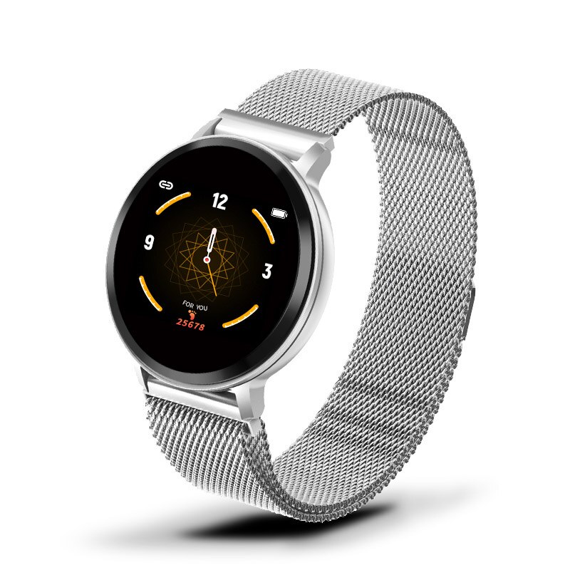 Smart Watch Women Waterproof Fitness Tracker Heart rate Blood Pressure Monitor Pedometer Sport Bracelet Smart wristband Fit bit: Mesh belt Silver