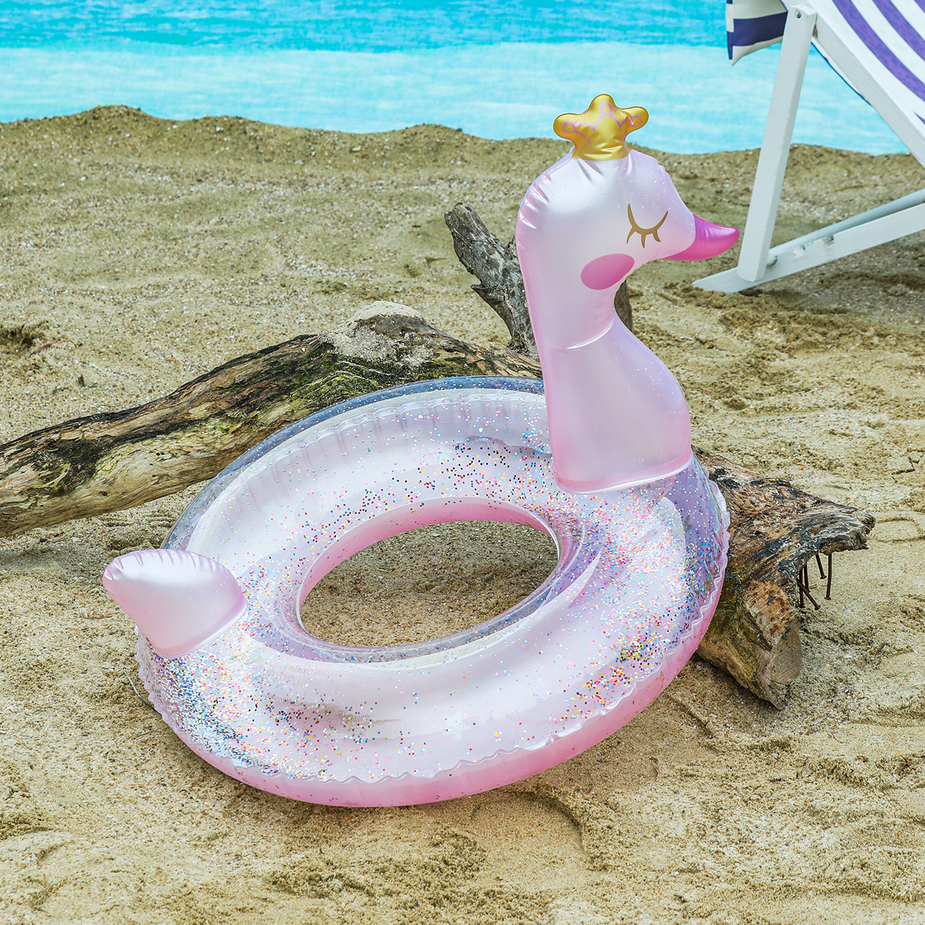 1pc kronede svaner svømmering sommerbassengflytere, strand- og bassengbadehjelpemiddel, strandleker til bassengfest