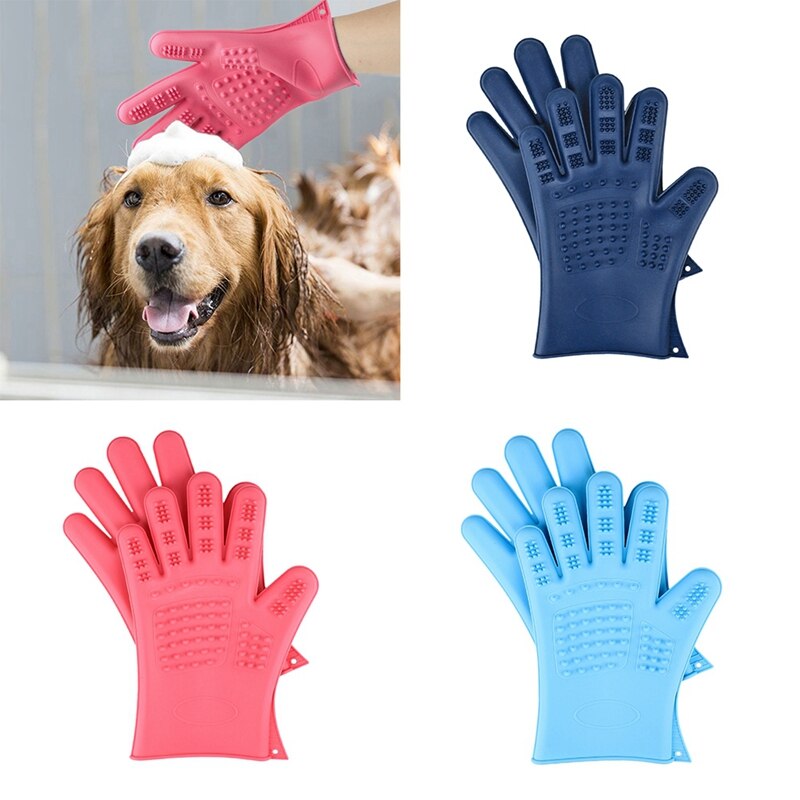 Huisdier Katten Haar Deshedding Borstel Kam Handschoen Hond Grooming Handschoen Voor Hond Vinger Reiniging Massage Handschoen Voor Animal