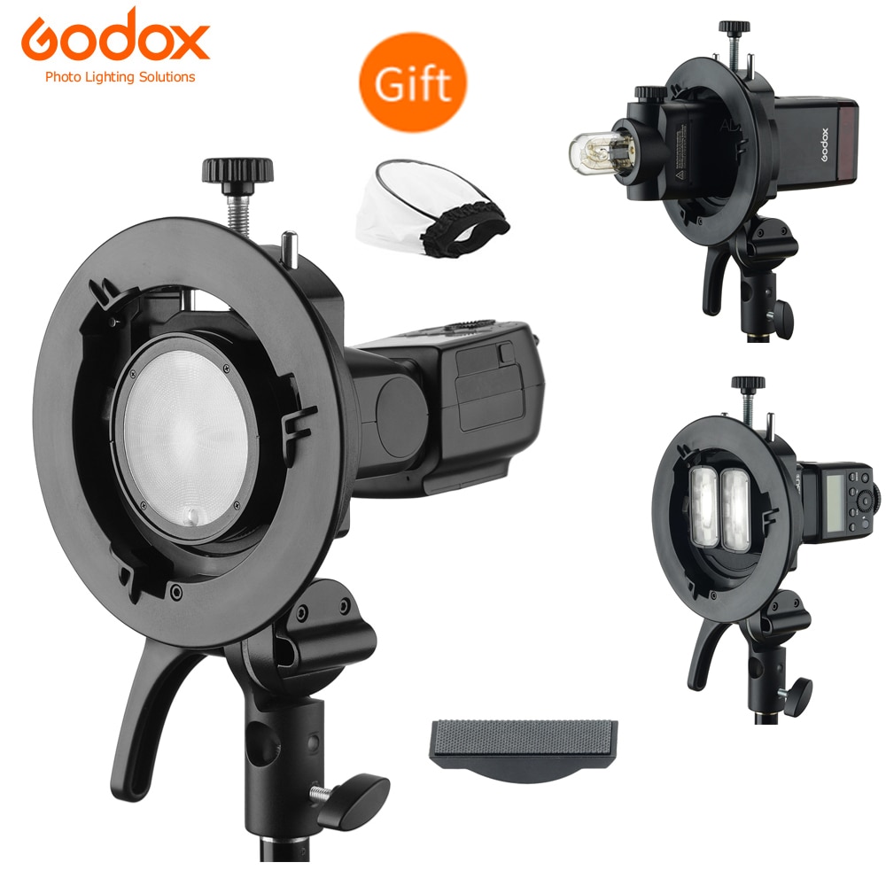 Godox  s2 speedlite s-type beslag bowens mount flash holder beslag til godox  v1 v860ii ad200 ad400 pro speedlite flash softbox