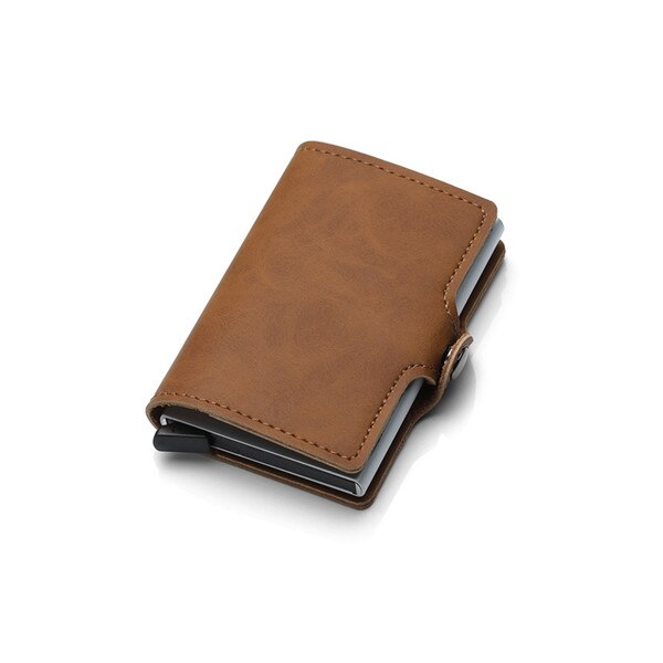 Zovyvol Pu Leather Credit Card Houder Card Case Vrouwen Mannen Rfid Portefeuilles Hasp Vintage Zaken Id Houder Enkele Doos Kleine portemonnees: CZ055 Light Brown