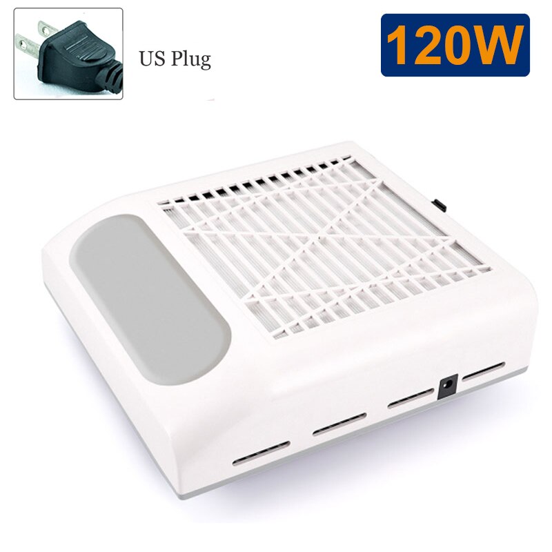 120W odkurzacz robić paznokci wentylator robić manicure pedicure pochłaniacz kurzu z wymiennym filtrem robić usuwania kurzu robić salonu: biały-US