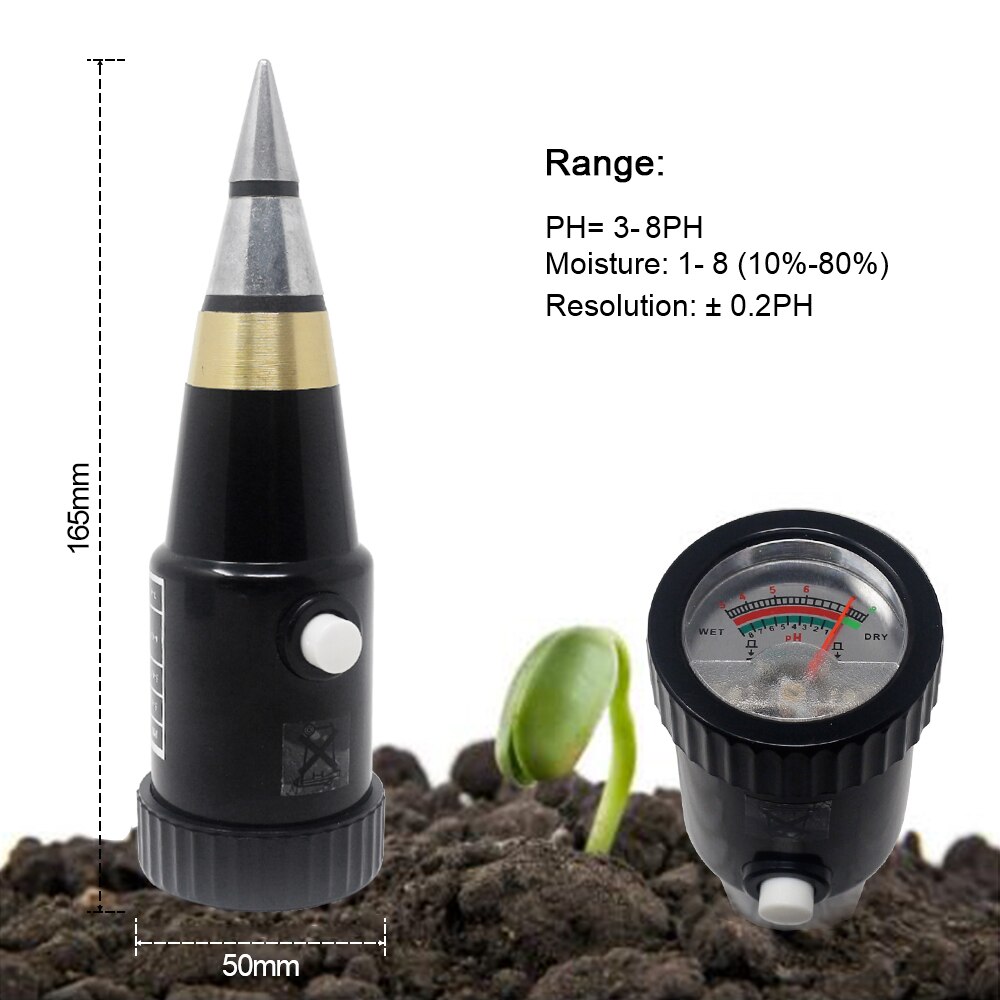 2/3 in 1 håndholdt ph-måler fugt fugtighedsmåler ph-tester til havejord metalsonde 10-80%  hygrometer