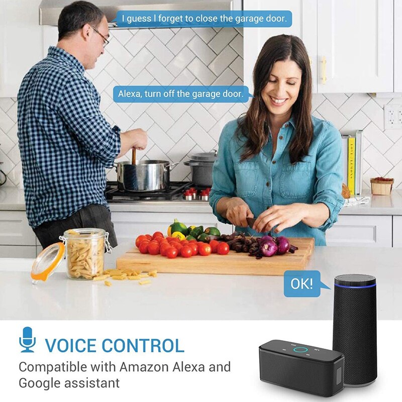 Retail Smart Garage Door Opener - WiFi Garage Door Control Compatible with Alexa, Google and IFTTT for IOS Android US Plug