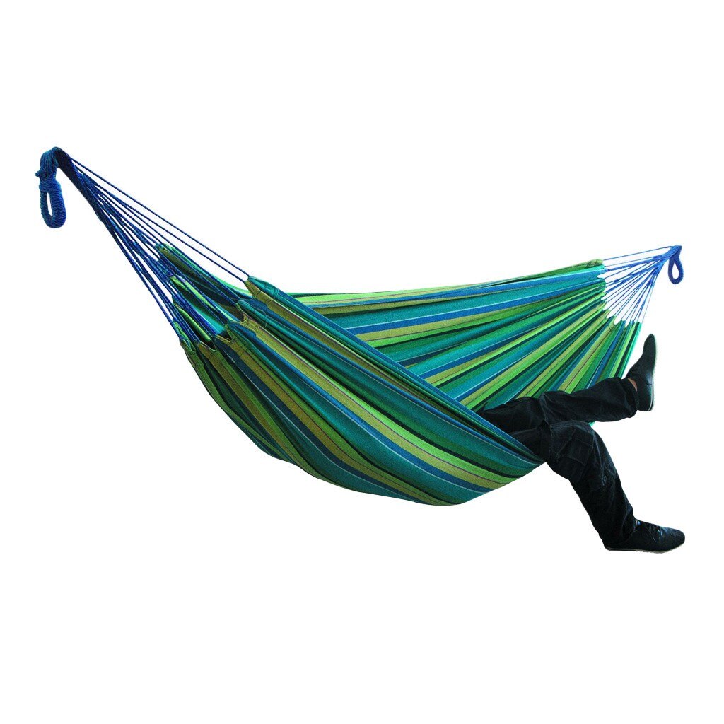 Hamacas dobles individuales para interiores, durabilidad cómoda, tumbona colgante a rayas, lona gruesa, hamaca grande para silla al aire libre