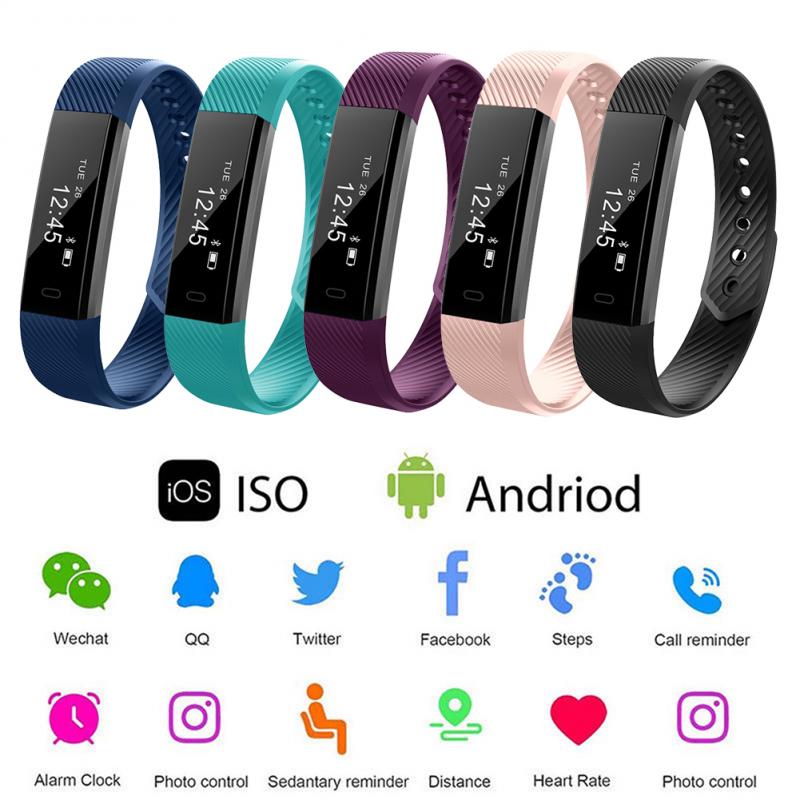 Pulsera inteligente ID115, reloj deportivo con Bluetooth para Android e IOS, podómetro funcional para exteriores