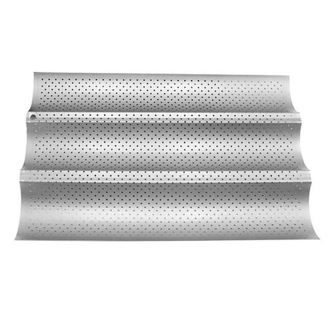 Bread Baking Tray Arbon Steel Kitchen Grill Plate Sugarcraft Convenient Wave Baking Dish Party: Silver 3grids