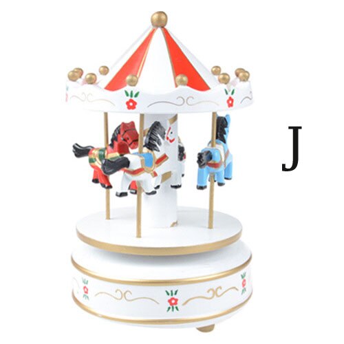 Giocattolo creativo Carosello di Legno della cassa di Risonanza Merry-Go-Round Music Box Giocattoli Per Bambini Regali Di Compleanno: J