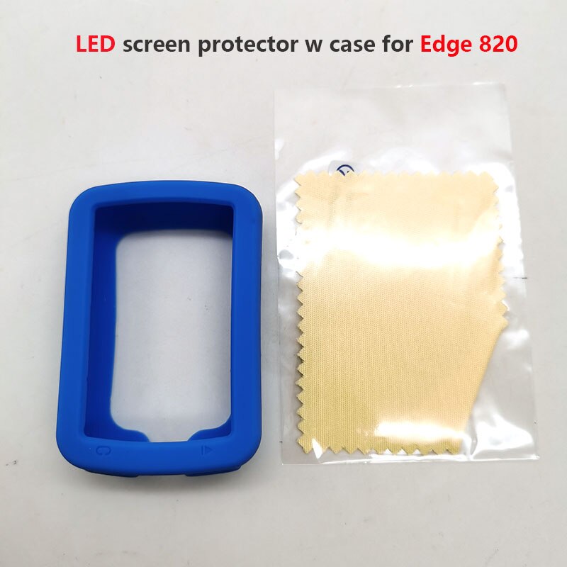 Gel Edge 820 – boîtier de protection en caoutchouc pour vélo, GPS, ordinateur, avec Film de protection d&#39;écran, pour Garmin Edge 820: Blue LED
