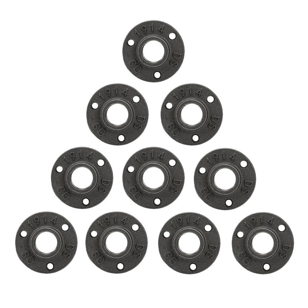 10 Pcs 1/2 "3/4" Black Decoratieve Gietijzer Vloer/Muur Flens Smeedbaar Gietijzer Buisleidingen BSP schroefdraad Gat: 0.75 inch 3 Holes