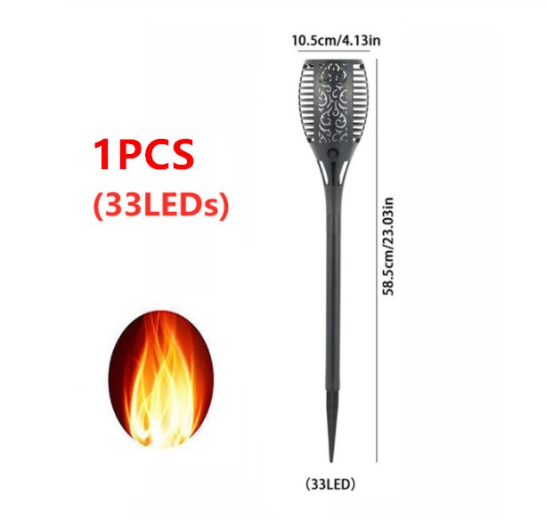 LED Solar Flame Torch Lamp Outdoor Lights Solar Garden Light Flickering Lamp Courtyard Balcony Lawn Path Spotlight: 33LED 1pcs