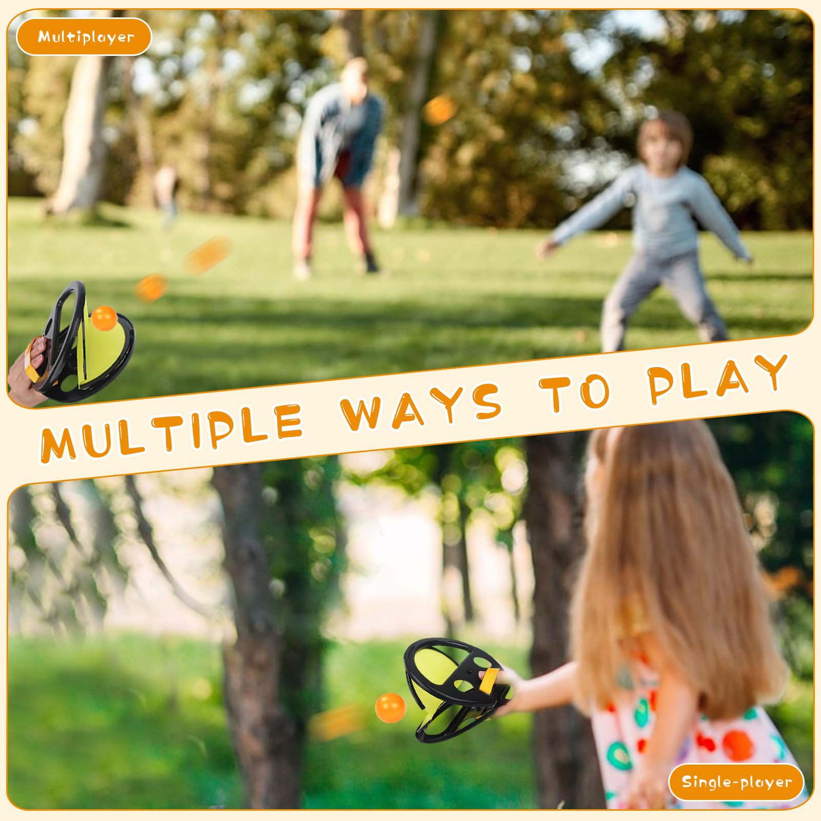 Giocattolo da lancio con palla da lancio, divertente racchetta da presa a mano per fitness, per bambini adulti, gioco interattivo per interni e esterni multipli per 2 giocatori