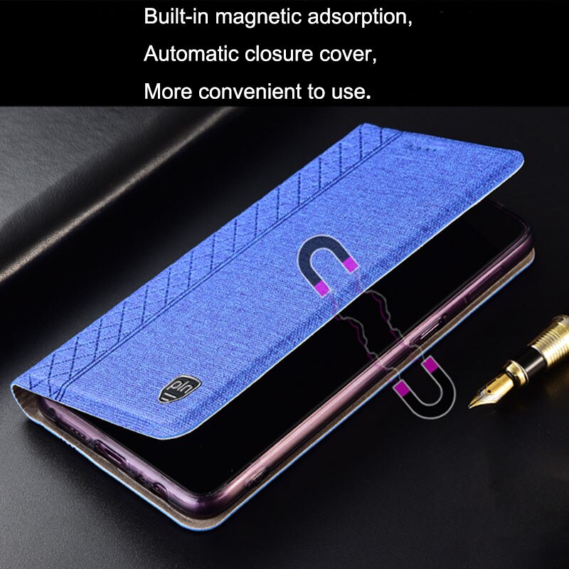 Case for Meizu M8 Plaid style Canvas pattern Leather Flip Cover for Meizu M8 Lite cases Coque