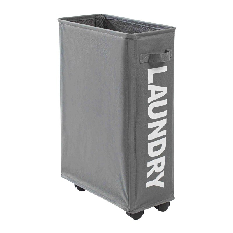 Aluminum Frame Laundry Basket Can Be Folded Dirty Clothes Basket Tall Thin Laundry Basket With Brake Function Universal Wheel: E