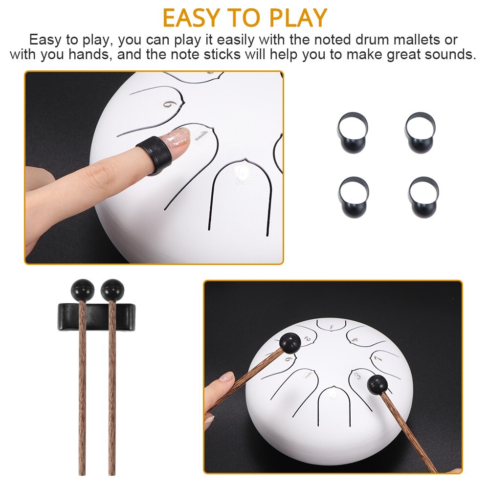 6 Inch Steel Tongue Drum 8 Tune Hand Pan Drum Tank Hang Hollow Drum with Drumsticks Carrying Bag Percussion Instruments