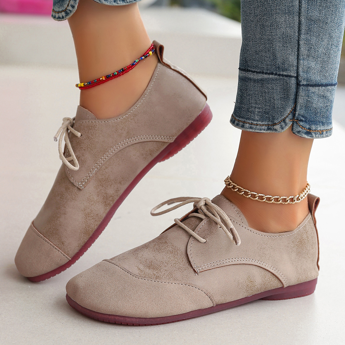 Vrouw Flats Schoenen Loafers Mode Casual Sport Sneakers Trend Damesmode Kleding Schoenen Lace Up Femme Zapatos