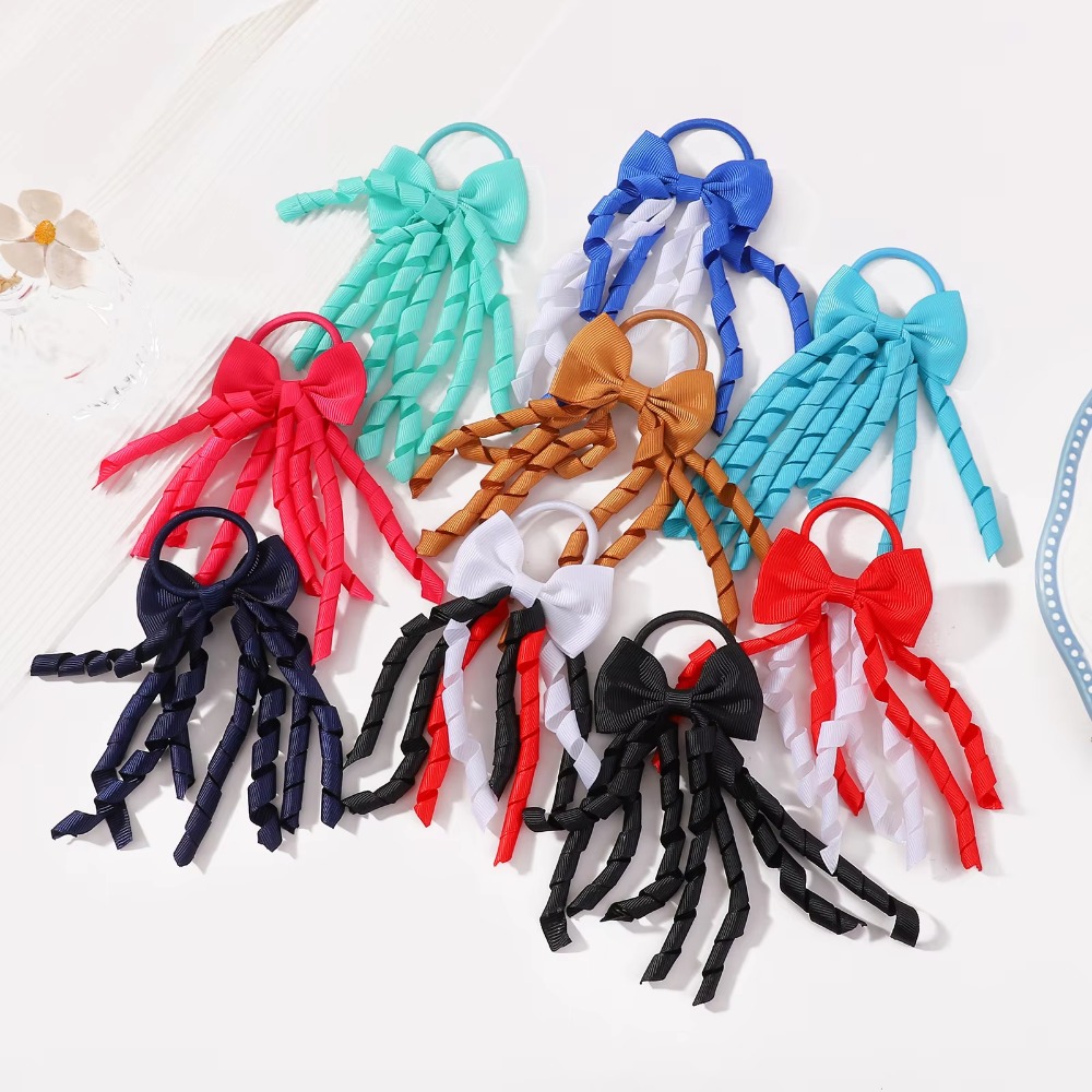 BABY BOWS Baby Meisjes Haarbanden Strikken 3 Inch Grosgrain Lint Krullend Korker Haarelastiekjes Elastische Kleurrijke Kinderen Haarband