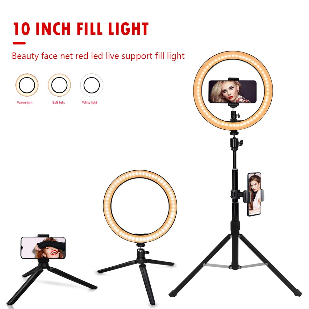 10 "LED Selfie Ring Licht mit Telefon Halfter Schreibtisch Stativ Versenkbare Einbeinstativ für Dimmbare Kamera Telefon Video Foto