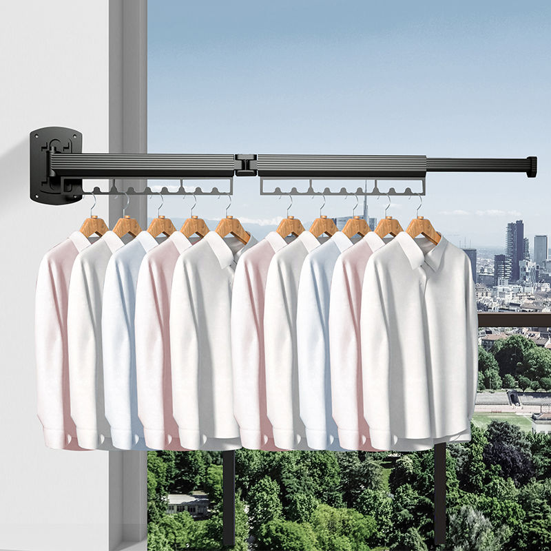 Tendedero de ropa de montaje en pared, armario retráctil plegable de alta resistencia, colgador de ropa, tendedero extensible plegable giratorio