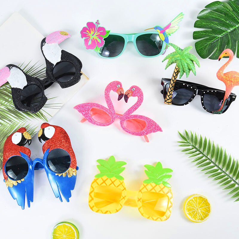 Gafas de sol hawaianas para , anteojos de sol con flamenco Tropical, Luau, piscina, playa, suministros de decoración, divertidas, accesorios para fotos, boda, 6 piezas